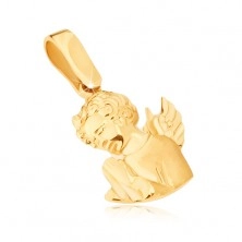 Zlatý prívesok 585 - vystupujúci modliaci sa anjelik, ozdobne gravírovaný