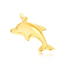 Zlatý prívesok 585 - zrkadlovolesklý skákajúci delfín, priestorový 