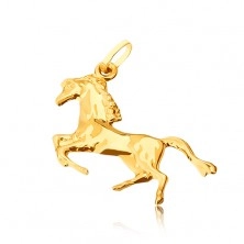 Zlatý prívesok 585 - lesklý kôň postavený na zadných nohách