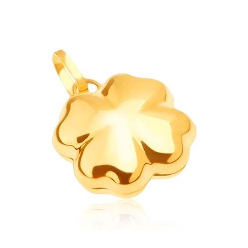 E-shop Šperky Eshop - Lesklý zlatý prívesok 585 - trojrozmerný štvorlístok pre šťastie GG05.29