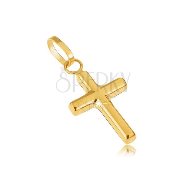 Zlatý prívesok 585 - drobný latinský kríž, zrkadlový lesk