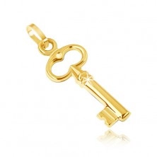 Zlatý prívesok 585 - malý trblietavý kľúčik, vyrezávaný ovál navrchu