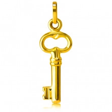Zlatý prívesok 585 - malý trblietavý kľúčik, vyrezávaný ovál navrchu