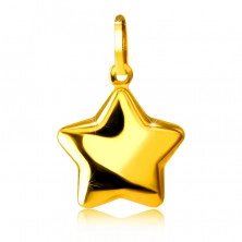 Prívesok zo žltého14K zlata - zaoblená trblietavá päťcípa hviezda