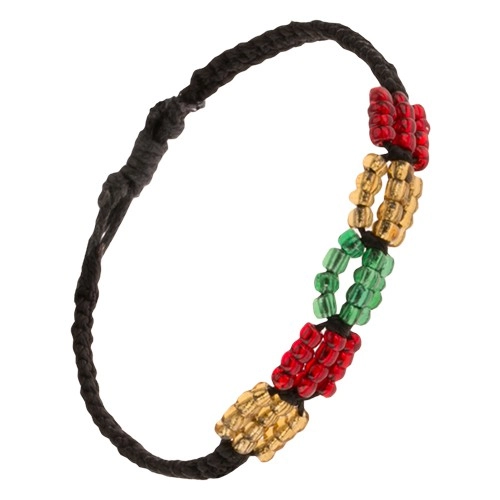 E-shop Šperky Eshop - Čierny pletený šnúrkový náramok, farebné korálkové ovály S18.23