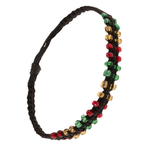 E-shop Šperky Eshop - Čierny pletený náramok zo šnúrok, farebné korálkové okraje S19.02