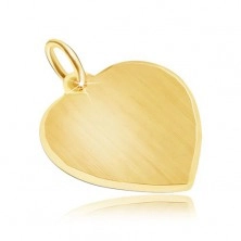 Zlatý prívesok 585 - veľké symetrické saténové srdce, ligotavý okraj
