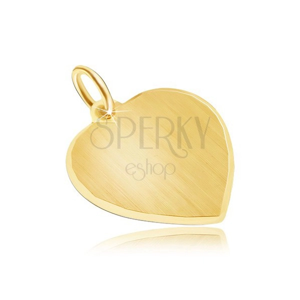 Zlatý prívesok 585 - veľké symetrické saténové srdce, ligotavý okraj