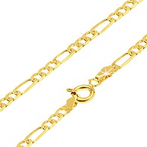 E-shop Šperky Eshop - Retiazka v žltom 14K zlate - tri zarovnané očká a jedno dlhšie, 450 mm GG28.24