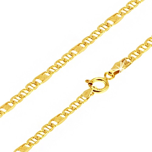 E-shop Šperky Eshop - Retiazka v žltom 14K zlate, oválne očká s paličkou, článok s mriežkou, 550 mm GG23.08