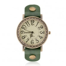 Náramkové hodinky - bledozelený ciferník, zelený remienok
