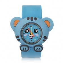 Náramkové hodinky modrej farby - tigrík, rolovací remienok