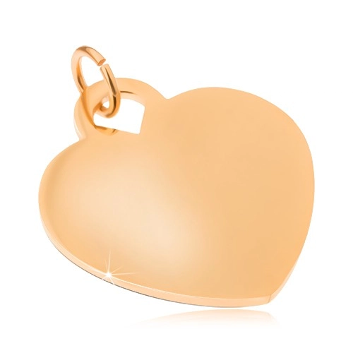 E-shop Šperky Eshop - Oceľový prívesok - ploché symetrické srdce zlatej farby, zrkladlový lesk S43.06