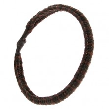 Pletený šnúrkový náramok, čierna húsenica s čokoládovými pruhmi