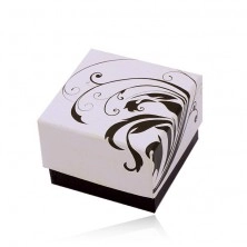 Darčeková krabička na šperk, čierno-biely motív popínavých listov
