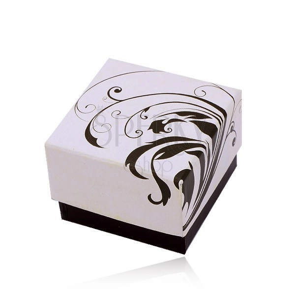 Darčeková krabička na šperk, čierno-biely motív popínavých listov