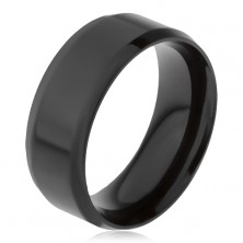 Oceľový prsteň čiernej farby, skosené okraje