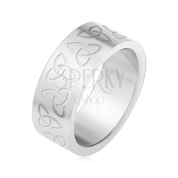 Oceľový prsteň s gravírovanými keltskými symbolmi, Triquetra