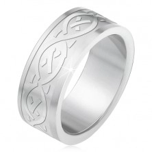 Oceľový prsteň, matný gravírovaný pás s keltským motívom