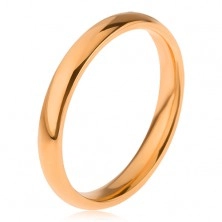 Oceľový prsteň zlatej farby, hladký lesklý povrch, 3 mm