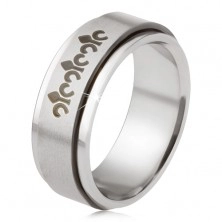 Oceľový prsteň, matná točiaca sa obruč, keltské symboly