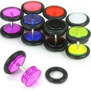 Akrylový fake plug do ucha, farebné kolieska - Farba piercing: Čierna