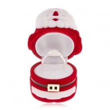 Zamatová krabička na prsteň, červeno-biela postava Mikuláša