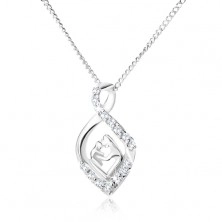 Strieborný 925 náhrdelník - retiazka a zatočená zirkónová slza, matka a dieťa