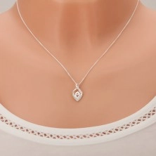 Strieborný 925 náhrdelník - retiazka a zatočená zirkónová slza, matka a dieťa