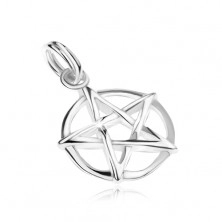 Prívesok - pentagram v kruhu, striebro 925