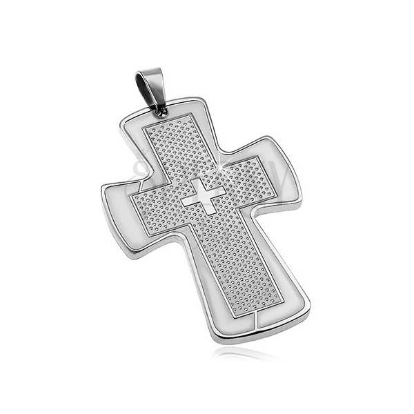 Prívesok z chirurgickej ocele striebornej farby - mohutný kríž