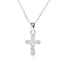 Strieborný 925 náhrdelník - retiazka, gravírovaný kríž, zvlnené línie