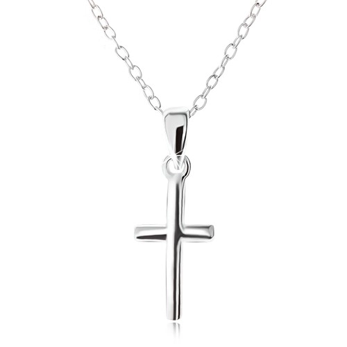Strieborný 925 náhrdelník, latinský kríž na retiazke z oválnych očiek