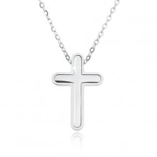 Oceľový náhrdelník, retiazka s malými očkami, prívesok kríža