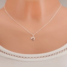 Strieborný 925 náhrdelník s obrysom asymetrického srdca, špirálovitá retiazka