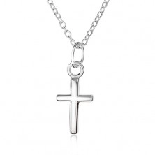 Nastaviteľný strieborný 925 náhrdelník, latinský kríž na retiazke z oválnych očiek