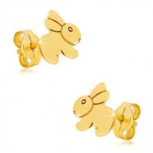 Náušnice zo žltého 9K zlata - zrkadlovolesklý skákajúci zajačik