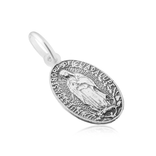 E-shop Šperky Eshop - Matný oválny medailón s Pannou Máriou, zo striebra 925, jemne patinovaný SP33.14