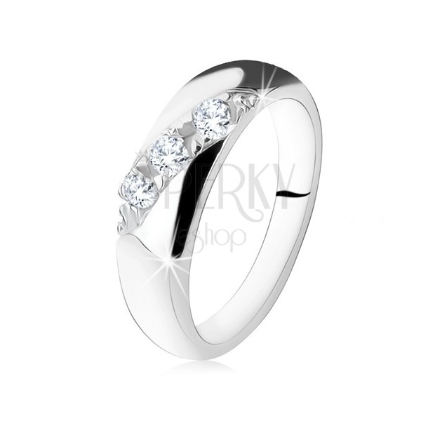 Zásnubný prsteň, diagonálna línia okrúhlych čírych zirkónov, striebro 925