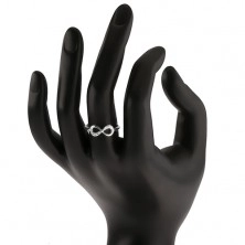 Strieborný zásnubný prsteň 925, ležiaca osmička, číre zirkóny