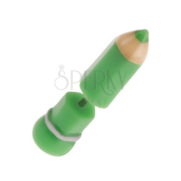 Akrylový fake plug do ucha, zelená ceruzka