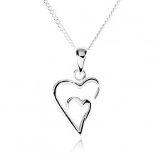 Strieborný náhrdelník 925, dvojitý obrys asymetrického srdca