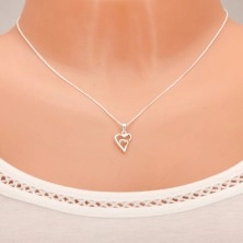 Strieborný náhrdelník 925, dvojitý obrys asymetrického srdca