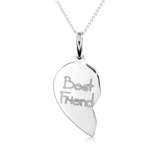 Dvojitý strieborný náhrdelník 925, dvojprívesok srdca, nápis "Best Friend"