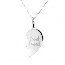 Dvojitý strieborný náhrdelník 925, dvojprívesok srdca, nápis "Best Friend"