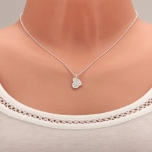 Strieborný náhrdelník 925, asymetrické srdce s čírymi zirkónmi