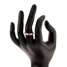 Strieborný prsteň 925 medenej farby, diamantový rez, zirkónová línia