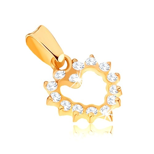 E-shop Šperky Eshop - Ligotavý zlatý prívesok 375 - pravidelná kontúra zirkónového srdca GG33.01