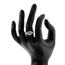 Strieborný prsteň 925, zvlnené zirkónové línie, okrúhly číry kameň