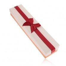 Darčeková krabička na retiazku, oranžová, bordová a béžová farba, mašľa